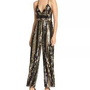 NWT Bardot Goldie Sequin-Stripe Jumpsuit